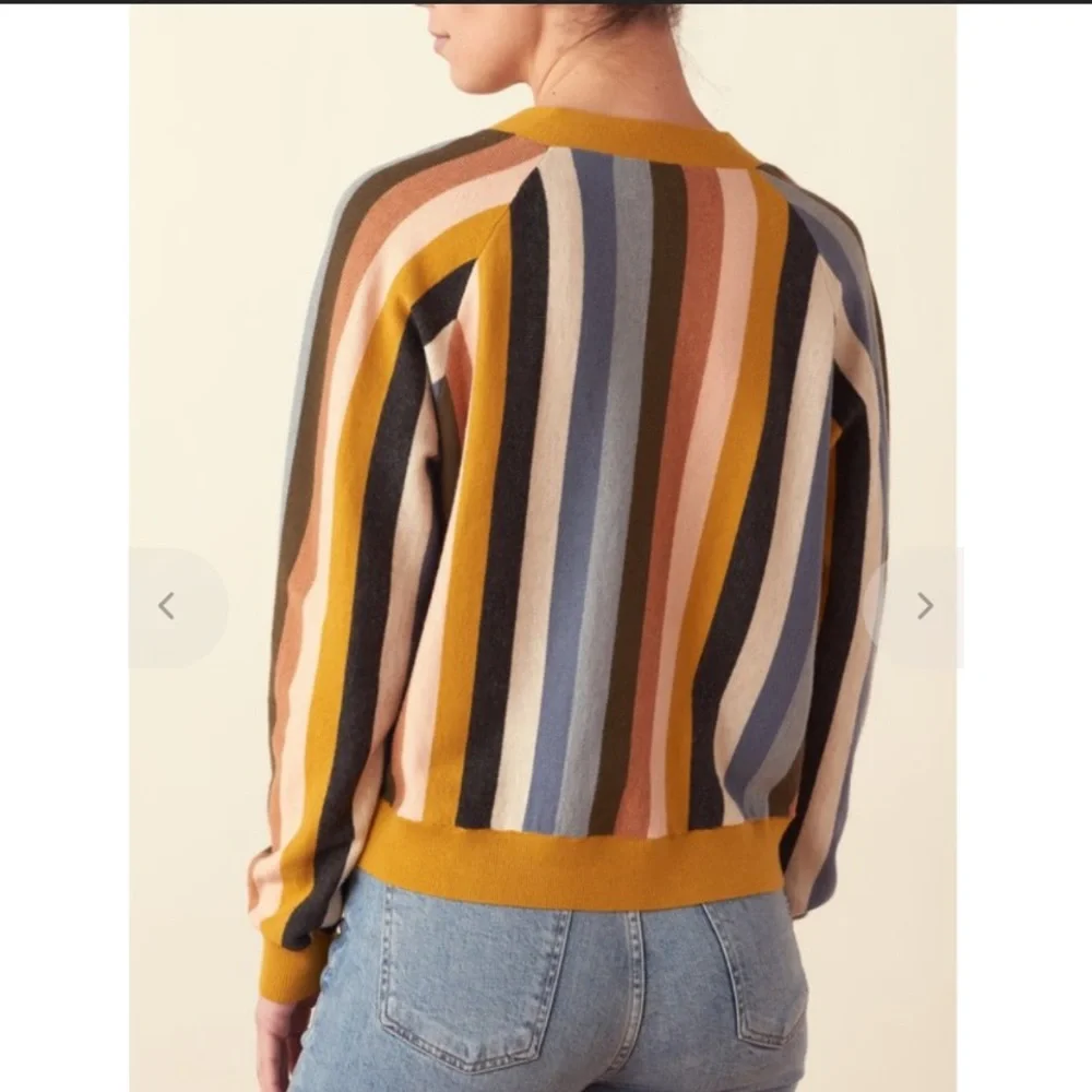 The GREAT. The Boxy Varsity Striped Cardigan Sweater Large - Picture 2 of 10